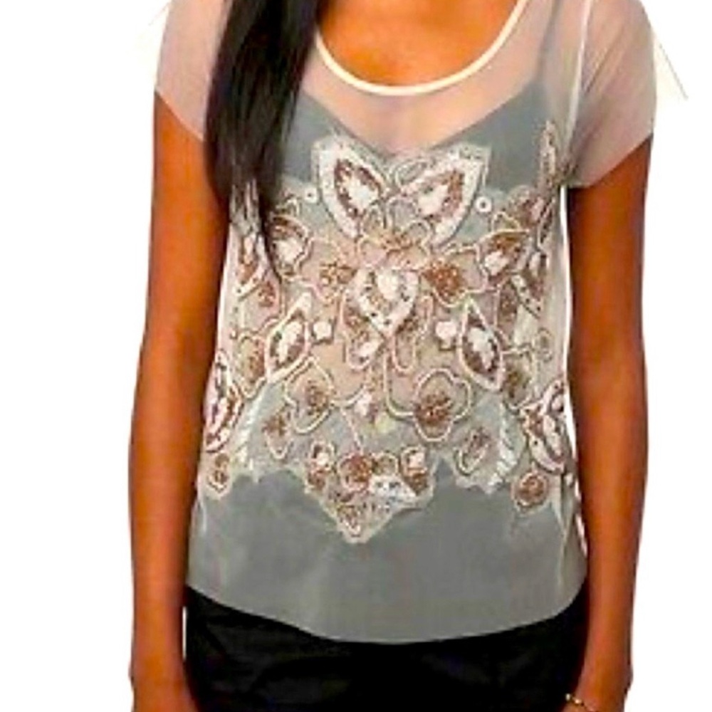 Kimchi Blue Sheer Embroidered Blouse